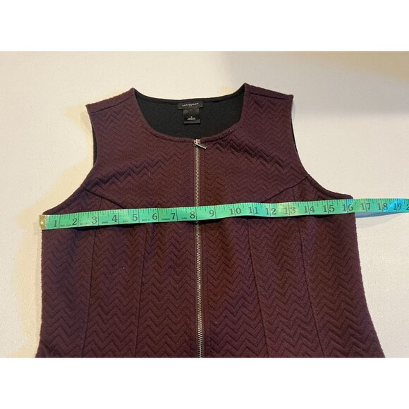 Ann Taylor Mini Skater Dress Crew Neck Sleevless Front Zip Up Maroon Size 4 - Picture 4 of 7